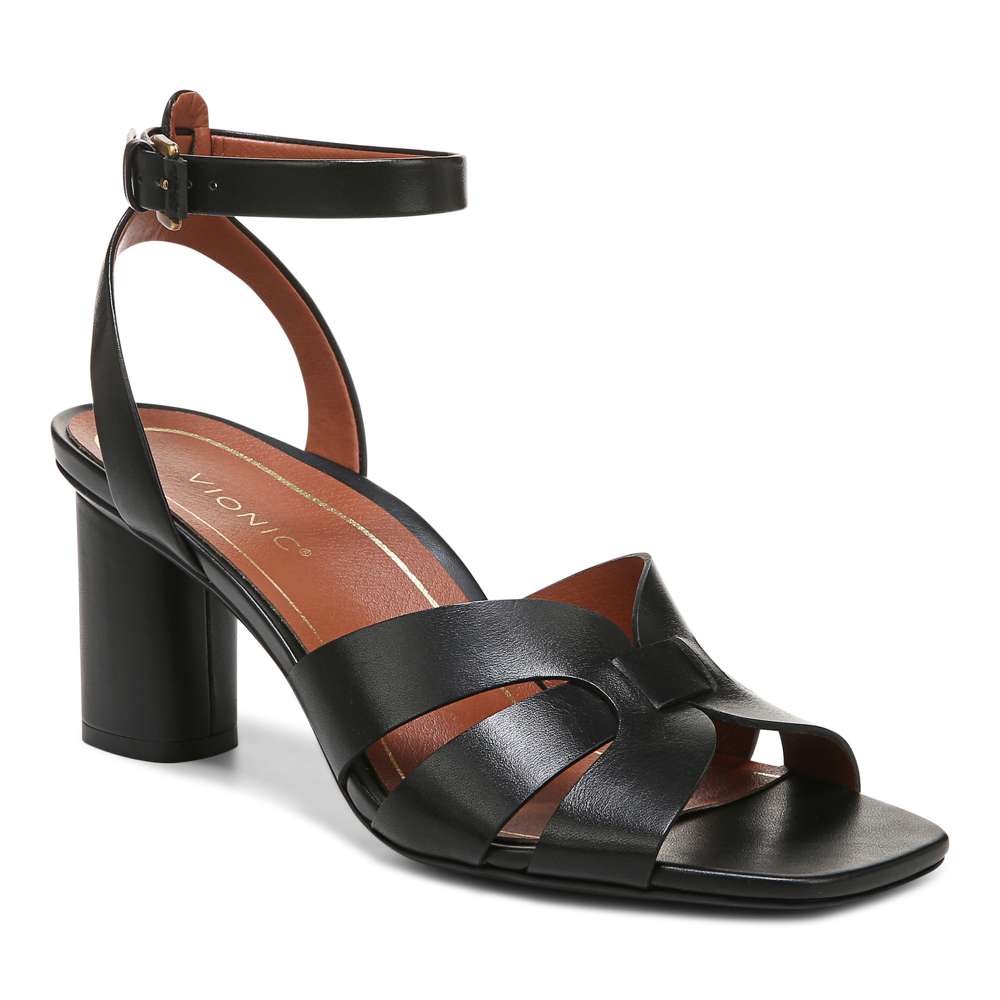 Marrin Heeled Sandal - Black Leather
