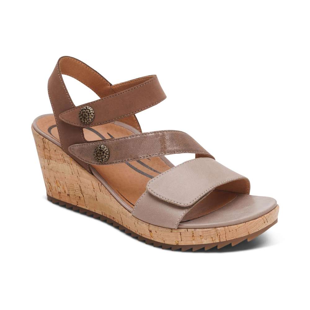 Madelyn Wedge - Taupe Multi