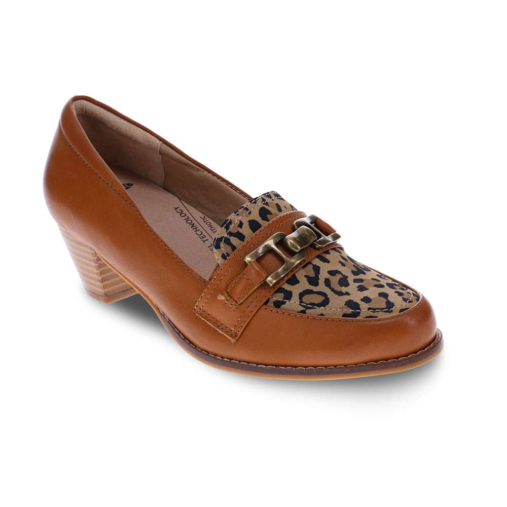 Happy Block Heel - Tan Leopard
