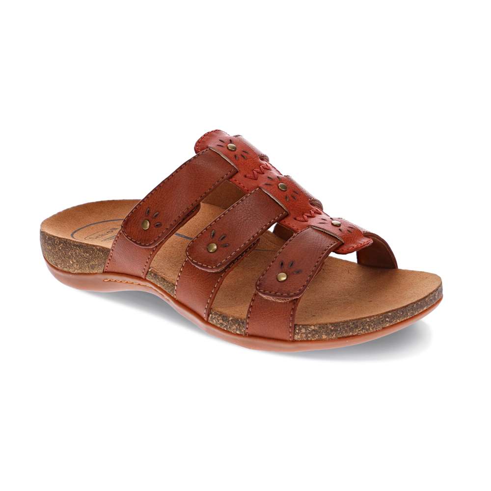 Andrea Slide Sandal - Tangerine/Tan