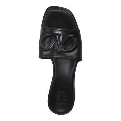 Genevieve Slide - Black Leather