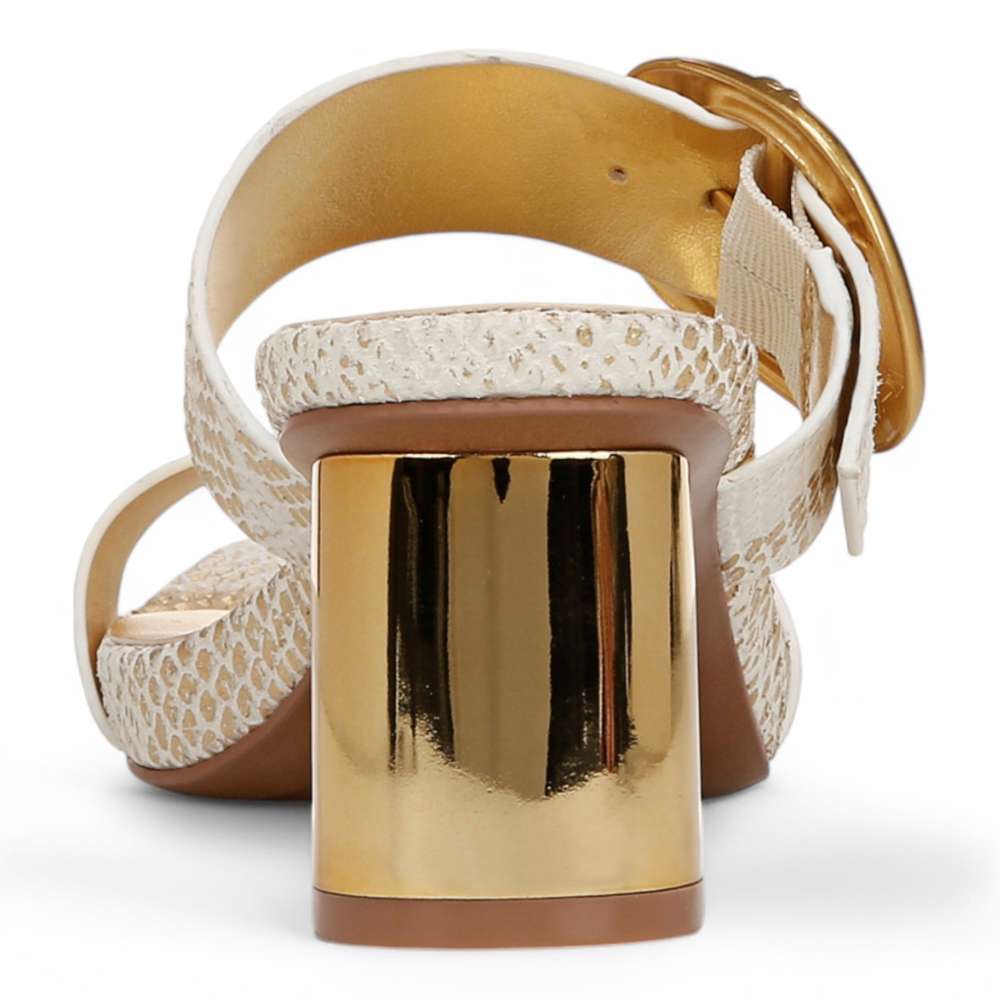Ida Dress Sandal - White/Gold Snake
