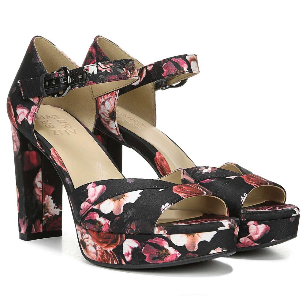 Malina Block Heel - Black Floral