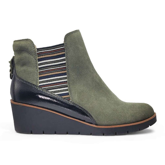 Galway Wedged Boot - Moss Suede