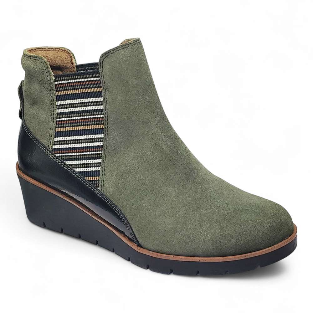 Galway Wedged Boot - Moss Suede