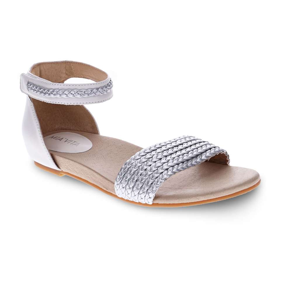 Moira Flat Sandal - Pearl White