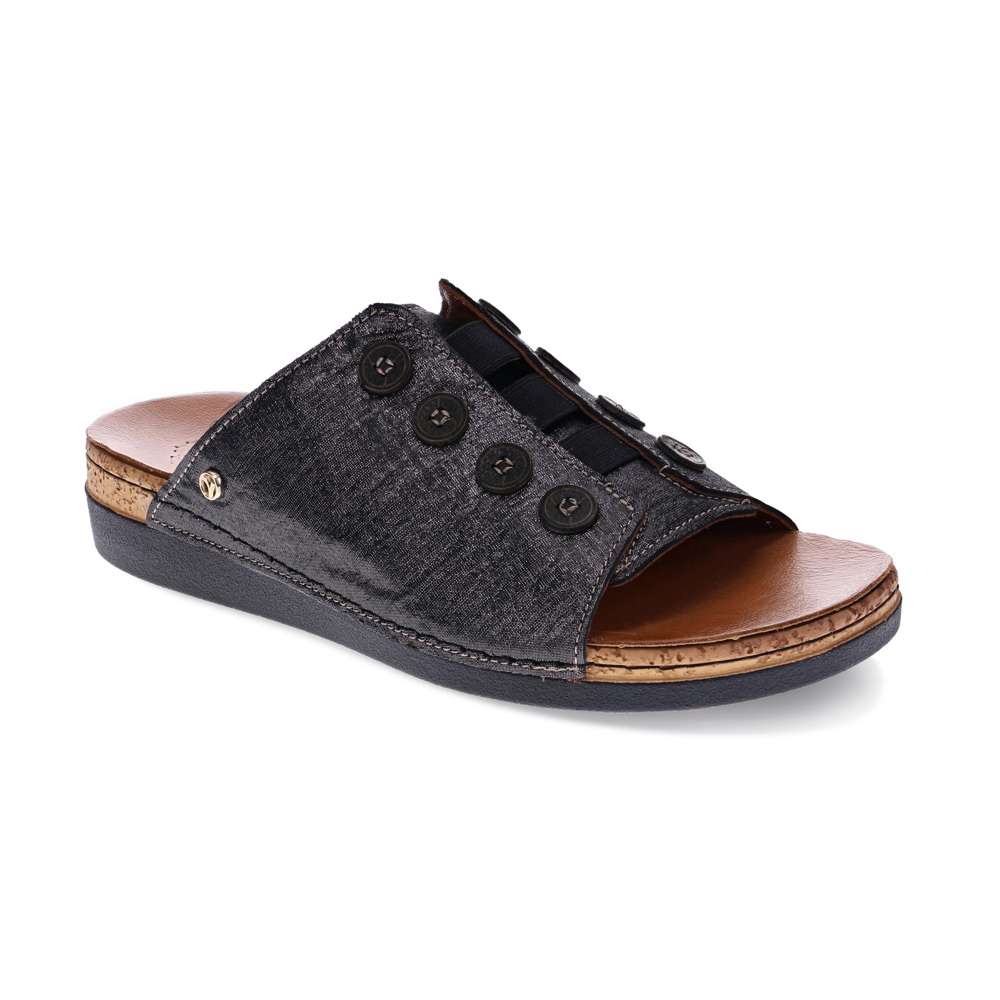 Antalya Slide Sandal - Black Linen
