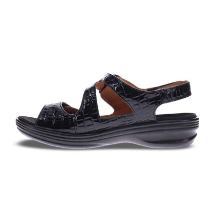 Barcelona Back Strap Sandal - Black Croc