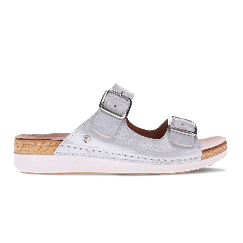 Brighton Slide Sandal - White Linen
