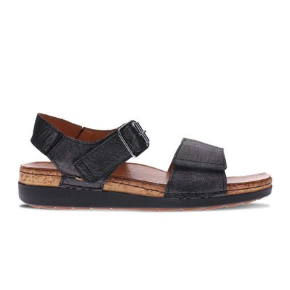 Georgia Back Strap Sandal - Black Linen