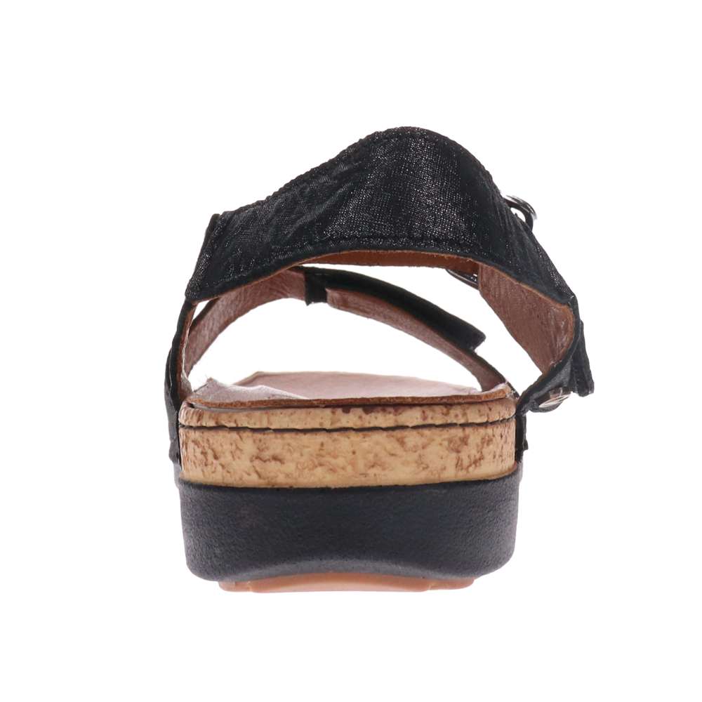 Georgia Back Strap Sandal - Black Linen