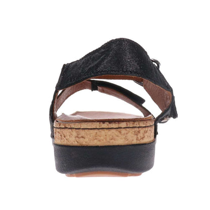 Georgia Back Strap Sandal - Black Linen