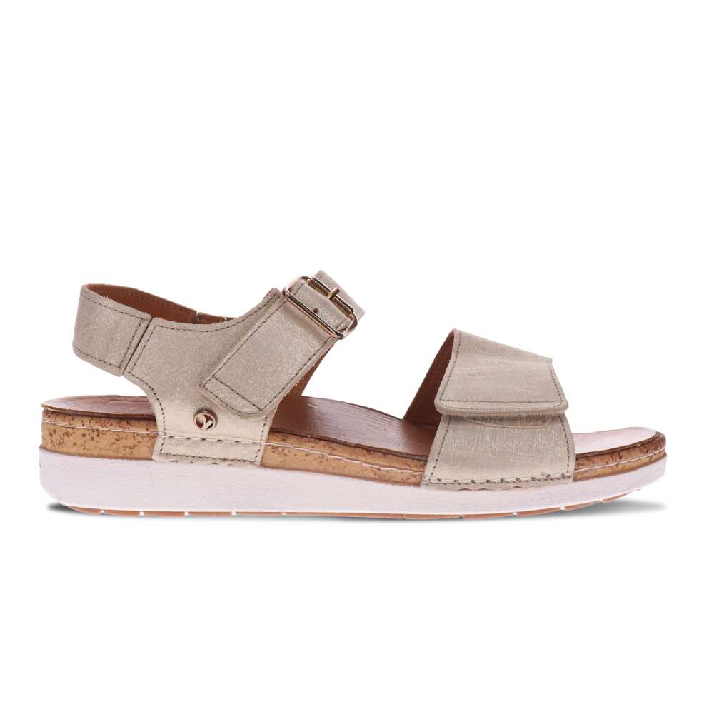 Georgia Back Strap Sandal - Gold Linen