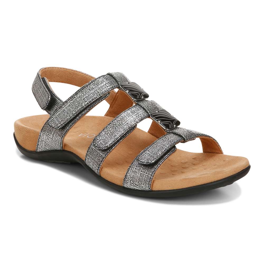 Amber Adjustable Sandal - Black Metallic