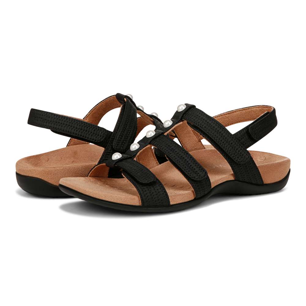 Amber Pearl Adjustable Sandal - Black