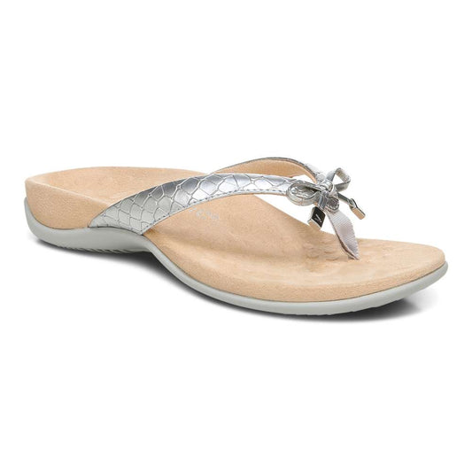 Bella Toe Post Sandal - Silver Metallic Croc