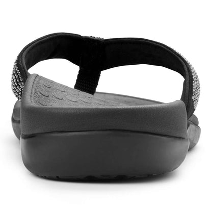 Islander Rhinestone Toe Post Sandal - Black