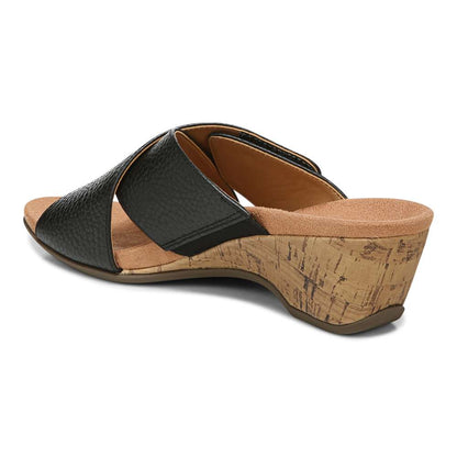 Leticia Wedge Sandal - Black Leather