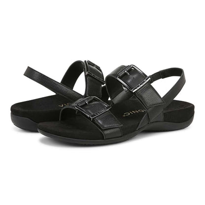 Reese Backstrap Sandal - Black Tumbled Leather