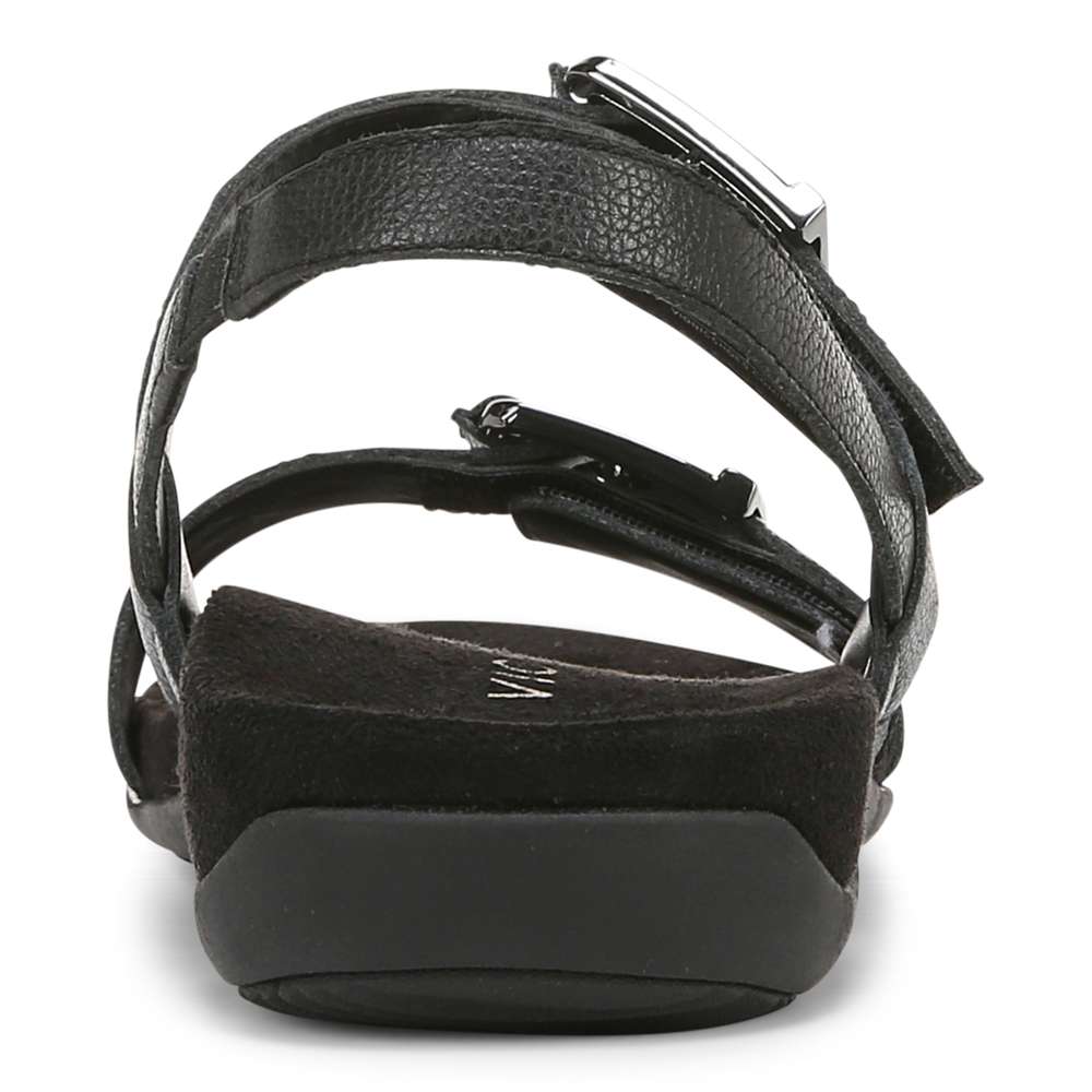Reese Backstrap Sandal - Black Tumbled Leather