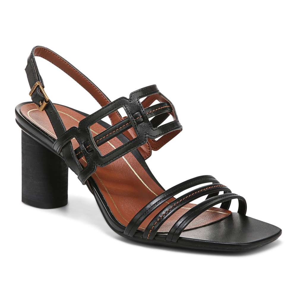 Zaphira Heeled Sandal - Black Leather